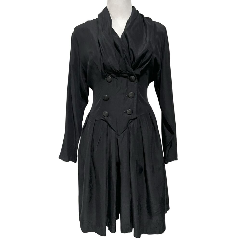 Breakin Loose Romper Playsuit Black Buttons Long Sleeve Collar Vintage 90s Sz L